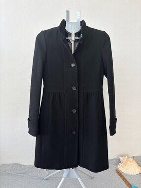 J.Crew Lady Day Coat Old Money Womens 4 Black Italian Wool Winter Preppy